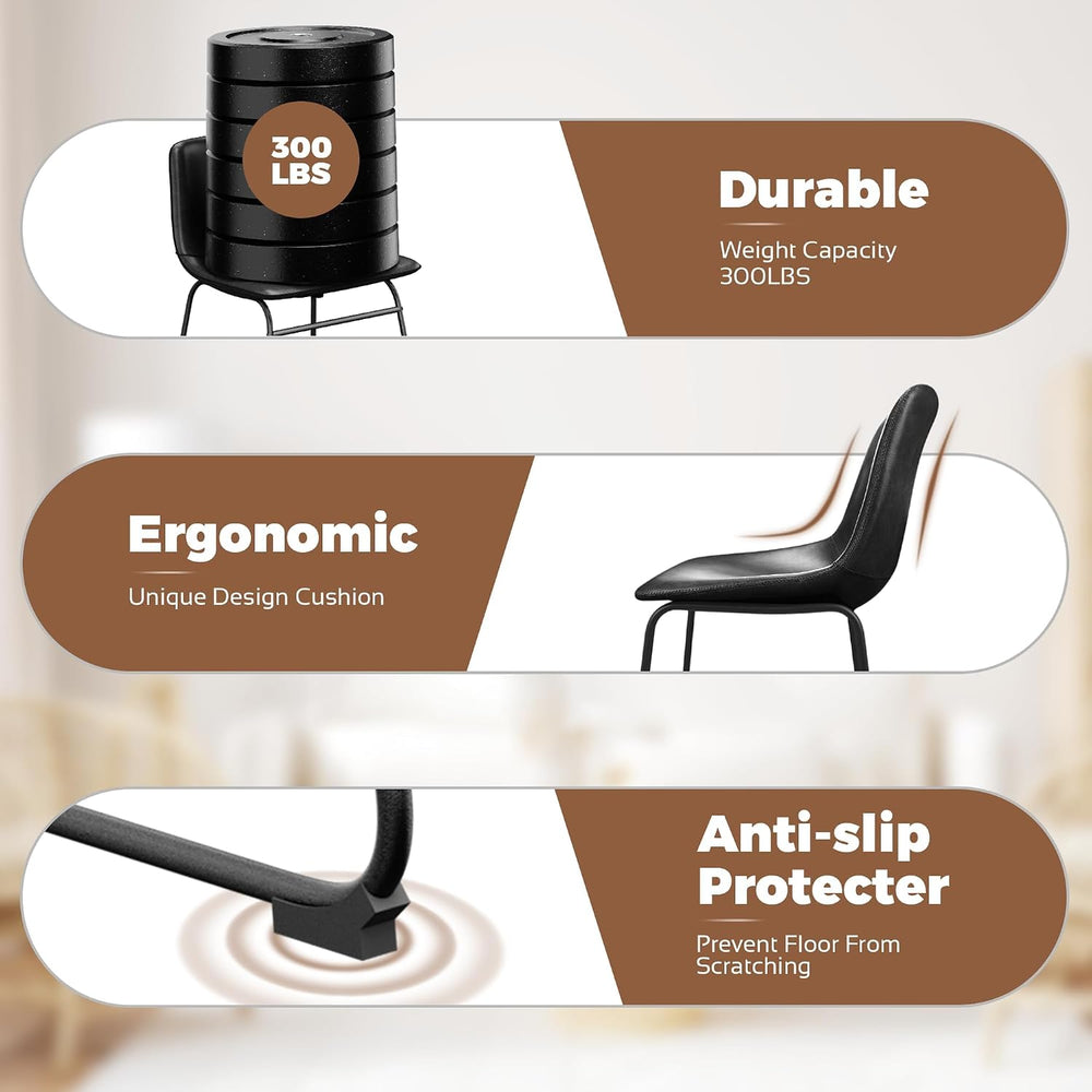 Dining Chairs Set of 6, 18 Inch Kitchen Chairs with Back, Faux Leather Armles...