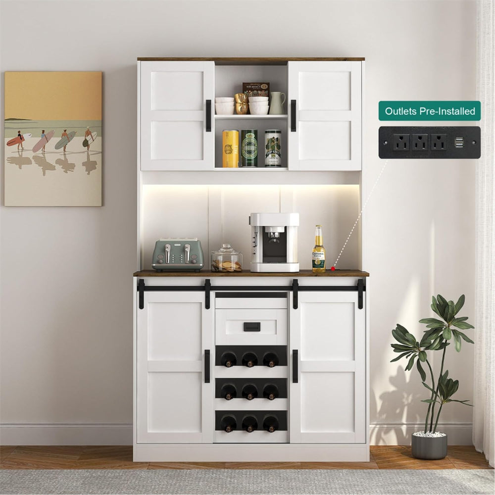 74 Inch Tall Freestanding Pantry Storage Cabinet Cupboard Unit, Six Doors, Du...
