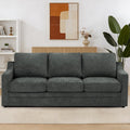 83” Chenille 3 Seats Sofa w/Comfortable Back Cushions, Grey | Modern Couch w/Deep Seat Space, Upholstered 8 Seater Sofa w/High Resiliency Foam for Living Room