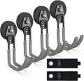 3-H Heavy Duty Magnet Garage Hooks 4 Pack, J Shape Strong Magnetic Hooks for Hanging Cordless Power Drill, Utility Magnetic Tool Holder for Metal Cabinet, Steel Pegboard, Toolbox, Garage(Grey)