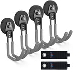 3-H Heavy Duty Magnet Garage Hooks 4 Pack, J Shape Strong Magnetic Hooks for Hanging Cordless Power Drill, Utility Magnetic Tool Holder for Metal Cabinet, Steel Pegboard, Toolbox, Garage(Grey)