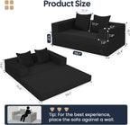COMAX Futon Sofa Bed, 4‑in‑1 Convertible Sofa Bed, Folding Boneless Couches | Boneless Couch for living room, Fold Out Small Foldable Loveseat Floor Sleeper Mattress Lounge Space‑Saving, Black