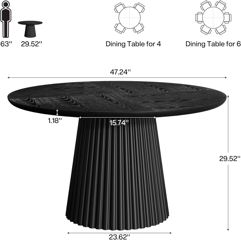 Tribesigns 47" Round Dining Table for 4-6 People, Farmhouse Circle Kitch...