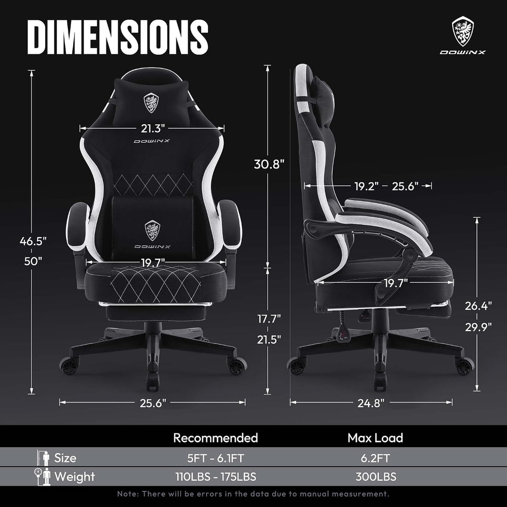 Dowinx Fabric Gaming Chair, Ergonomic Computer Chair with Footrest and Pocket...