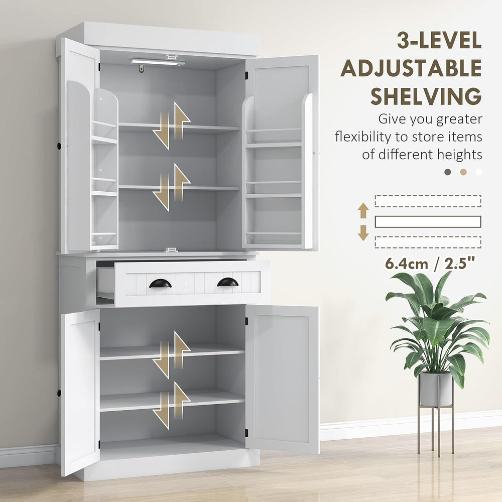 71" Kitchen Pantry Cabinet with Motion Sensor Light, Tall Storage Cabine...