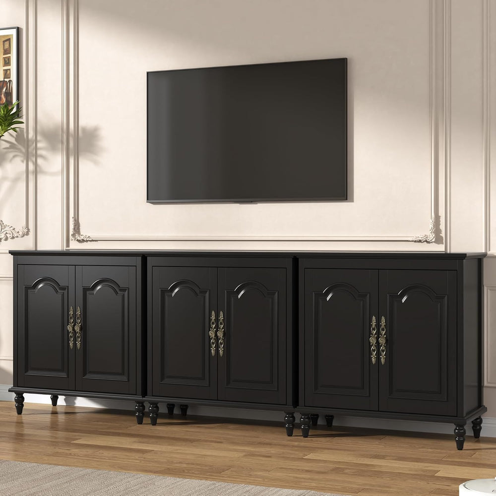 32" Black Buffet Cabinet with Storage, Farmhouse Sideboard Cabinet