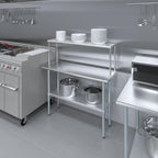 Stainless Steel Work Table with Wide Single Tier Overshelf | Metal Kitchen Prep Table & Shelving Combo (18" x 48" Work Table + 12" Overshelf)