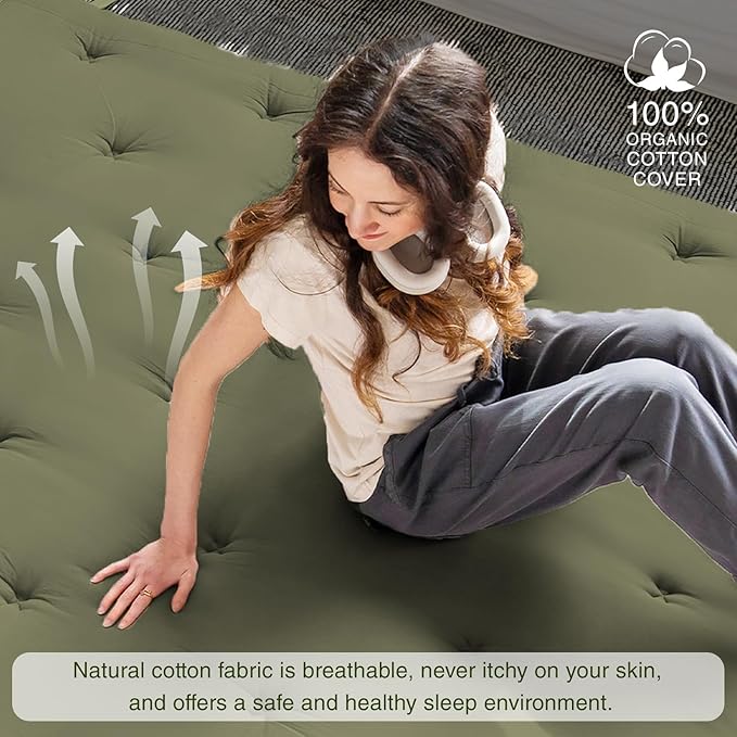 ZonLi Japanese Floor Futon Mattress QueenSize 60"x 80",100% Cotton Cover 2.5'' Thicken Tatami Mattress,Foldable Sleeping Pad,Portable Dormitory Tatami Mat,Roll Up Floor Lounger Bed for Adult
