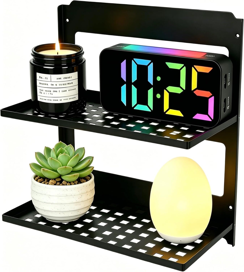 2-Tier Folding Metal Shelf Wall Mounted,Small Foldable Wall Shelf