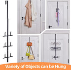 Aquzee Over the Door Hat Rack, 2 Pcs Over Door Organizer for Baseball Caps, 6 Hooks Metal Hanging Cap Racks, 3-Tier Hats Hangers Storage, Black Hanging Hat Holders for Closet