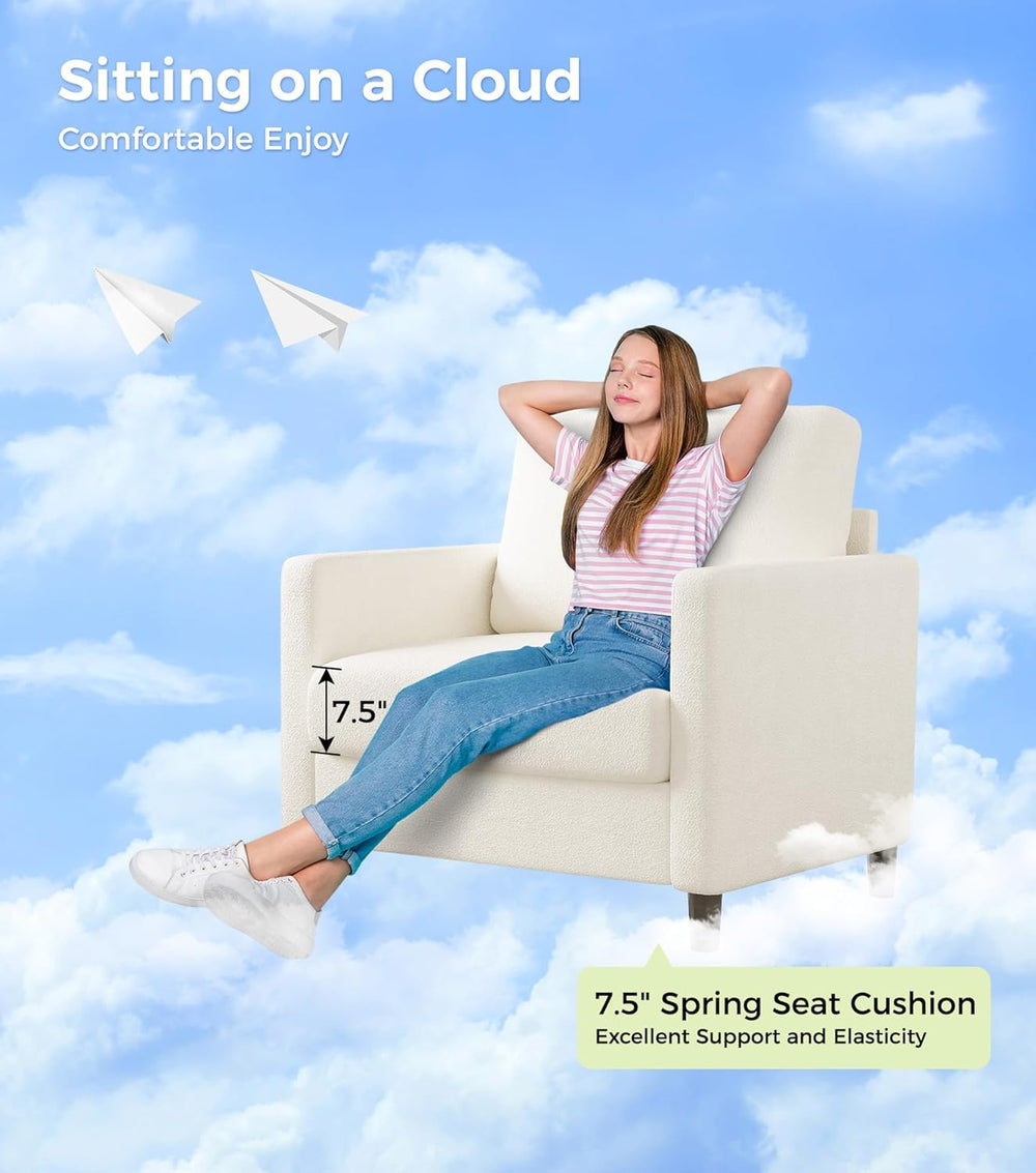 Welzona Sofa Accent Chair, 33" Reading Chair, Comfy Teddy Arm Chairs | C...