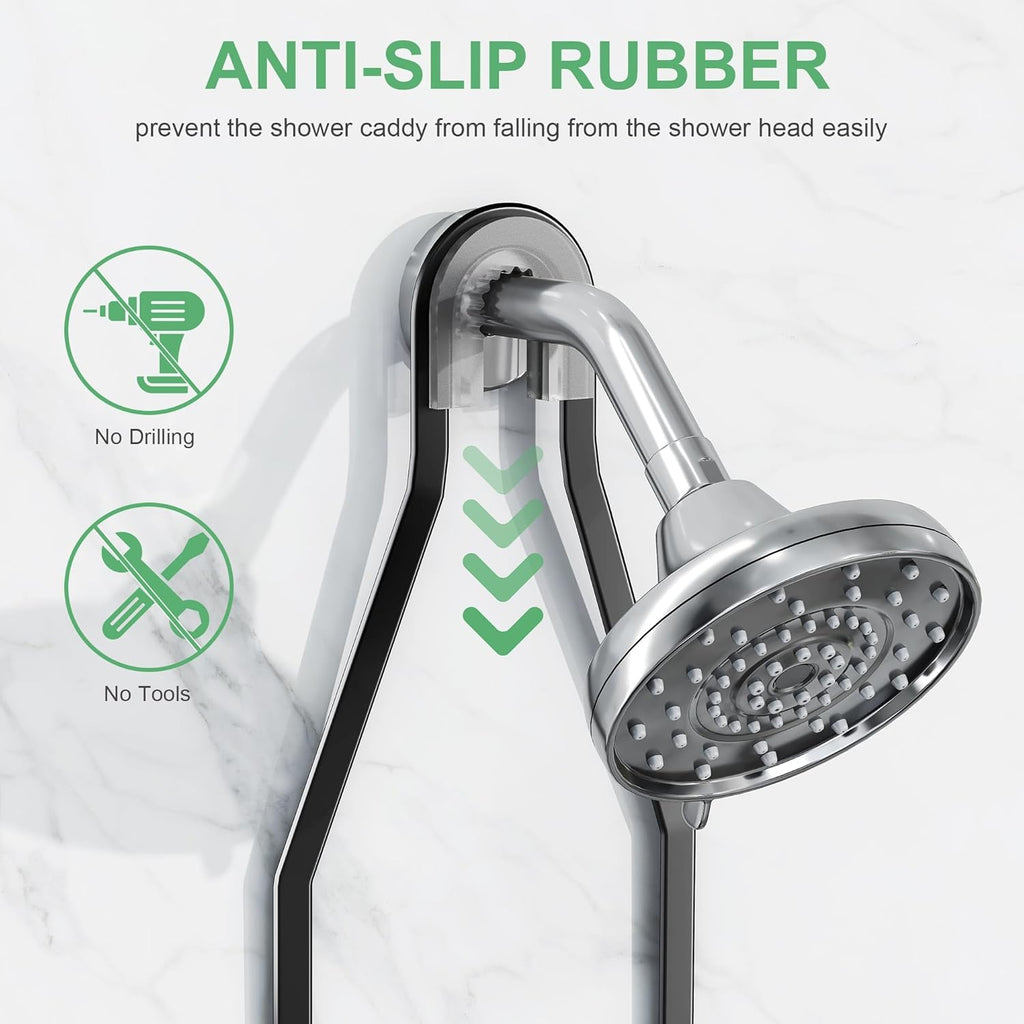 Shower Caddy Hanging,Rustproof Anti-Swing Shower Organizer,Hanging Bathroom Caddy,Bathroom Organizer with 18 Hooks for Razor/Sponge
