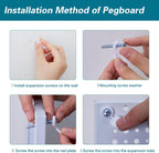 Pegboard Rack Garage Storage Steel Horizontal PegBoard Pack,Steel Pegboard Heavy Duty- 3 Pack 16-Inch X 36-Inch Metal Peg Board Tool Organization Panels (White)