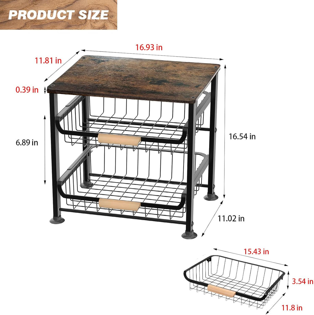 3-Layer Fruit Basket Kitchen Food Organizer and Rack Rolling Pantry Kitchen C...