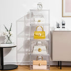Attelite Purse Organizer for Closet,9 Pack Clear Acrylic Display Case for Handbag Organizer, Purse Storage Box with Magnetic Door, Plastic Storage Bins for Book, Collectibles, Cosmetic