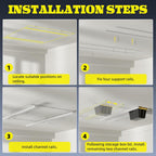 Overhead Garage Storage Rack Extra Large-Organizes Up to 15 Tote Bins 0.1-inch Thickened Heavy Alloy Steel Garage Tote Storage System with Adjustable Rails-Ceiling Storage Rack