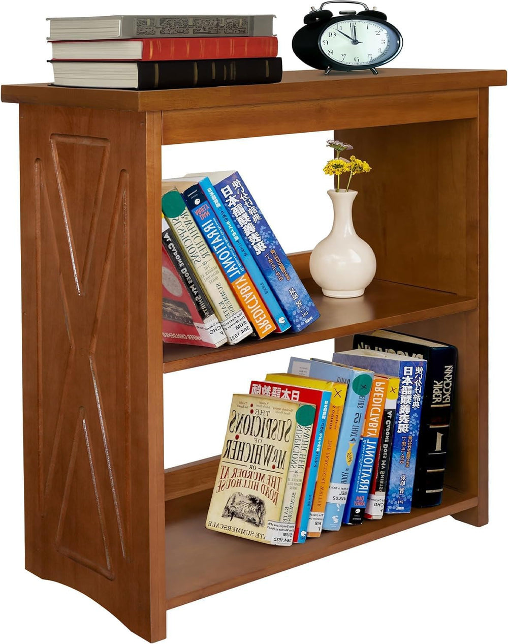 Rustic Bedside Table with Storage Shelf, Wood End Table for Bedroom & Liv...