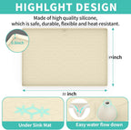 Under Sink Mat, 19"x22" Under Sink Mats for Kitchen, Silicone Waterproof Under Sink Liner, Sink Cabinet Organizer Tray with Drain Hole (Beige, 19X22)