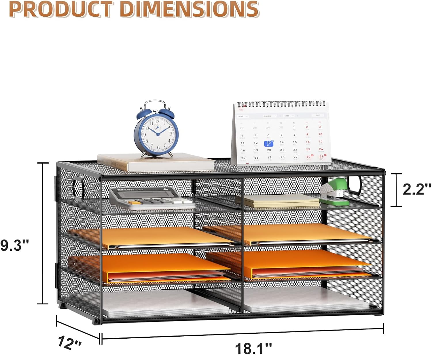 Marbrasse 5 Tier Desktop Literature Organizer, Mesh Paper Organizer Desk Organizers, File Sorter Mail Center Paper Storage Cabinet Classroom Keepers Mailbox for Office Home School, Black