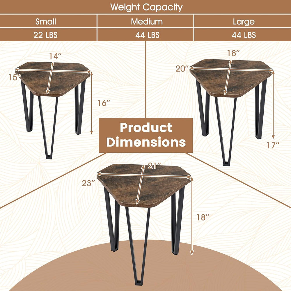 GIANTEX Nesting Coffee Tables Set of 3, Stacking End Tables for Living Room |...