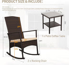 Oasishine Outdoor Rocking Chair 3 Pieces High-Backed Rocking Chair Patio Rocking Chairs Outdoor Table, Khaki
