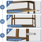 HITNET Ladder Shelf, 4-Tier Bamboo Bookshelf, Freestanding Open Display Storage Rack, Space Saving Flower Plant Display Stand for Bathroom Living Room, Walnut