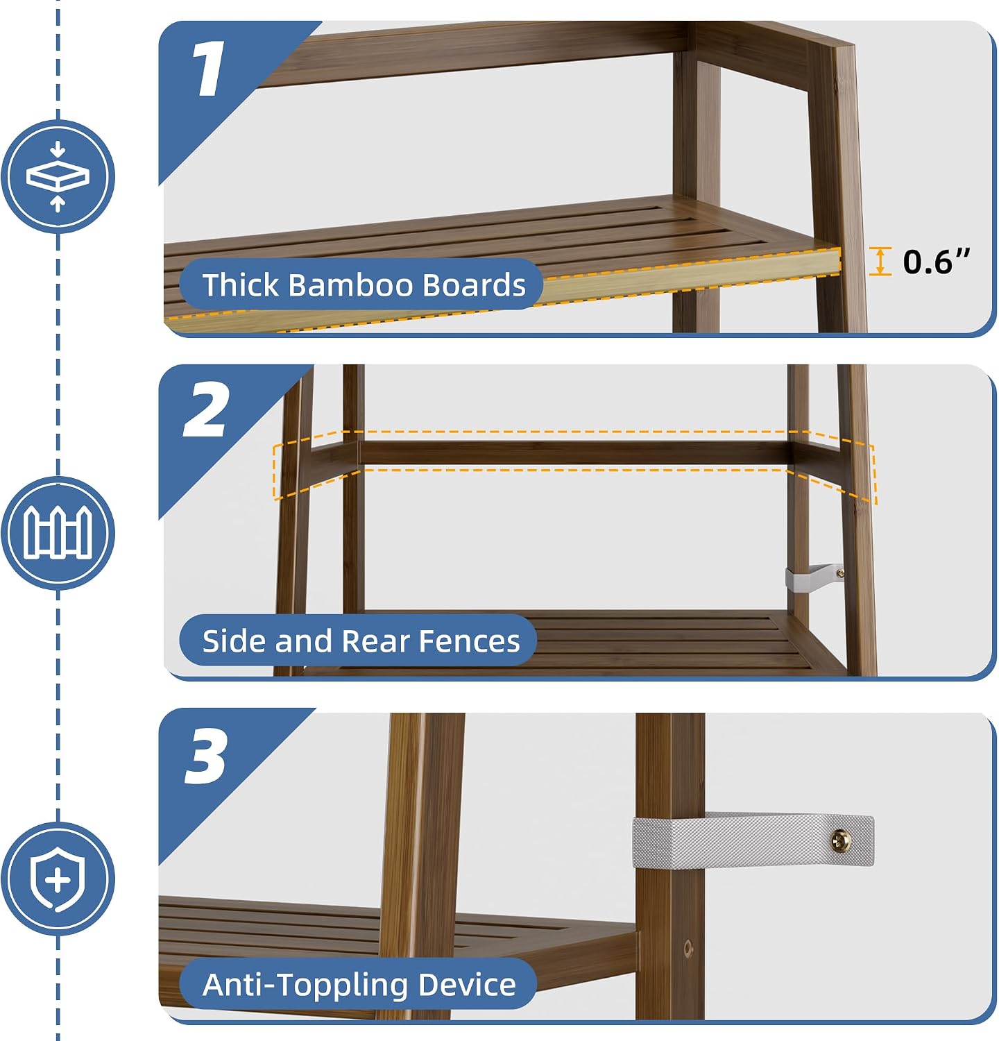 HITNET Ladder Shelf, 4-Tier Bamboo Bookshelf, Freestanding Open Display Storage Rack, Space Saving Flower Plant Display Stand for Bathroom Living Room, Walnut
