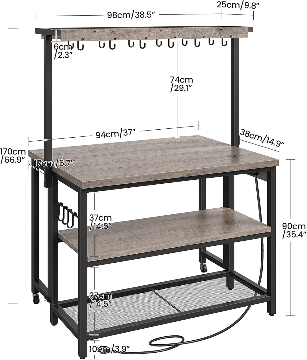 CHOEZON Kitchen Island with Power Outlet, Kitchen Island Table with Folding T...
