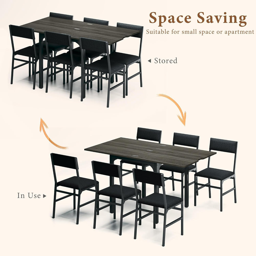 7-Piece Dining Table Set for 4-6, Extendable Kitchen Table Cushion Chairs Set...