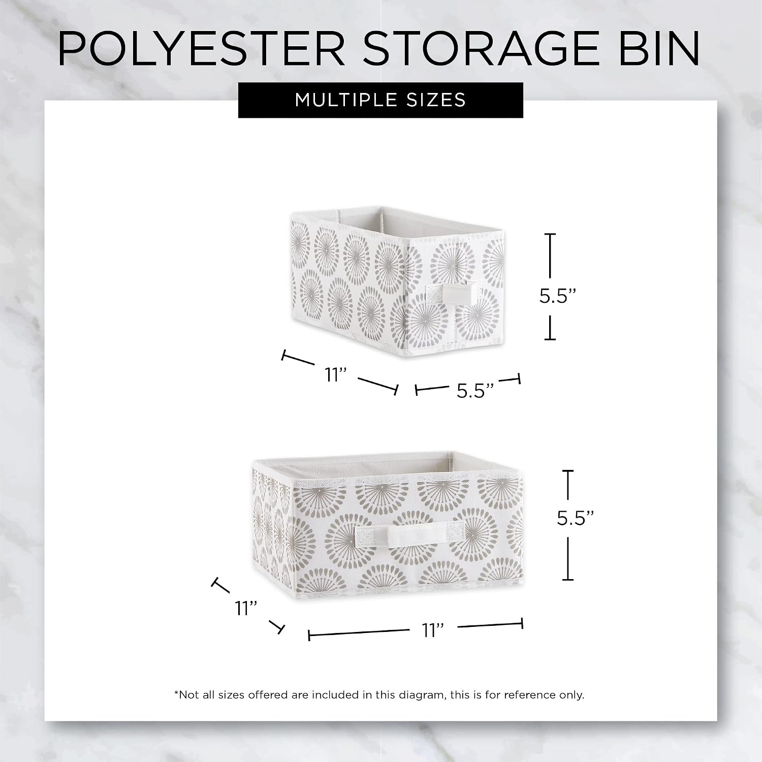 DII Non Woven Polyester Storage Bin, 11x11x5.5-inch, Starburst Gray, 2 Piece (Pack of 12)