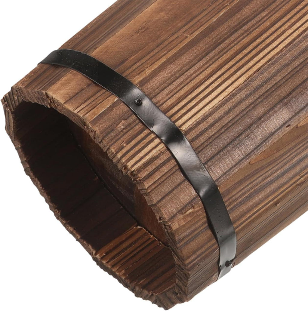 MAGICLULU Handmade Carbonized Wood Stand Modern Umbrella Stand Storage Tube for Umbrellas Walking Sticks and Decorative Fans Indoor Outdoor