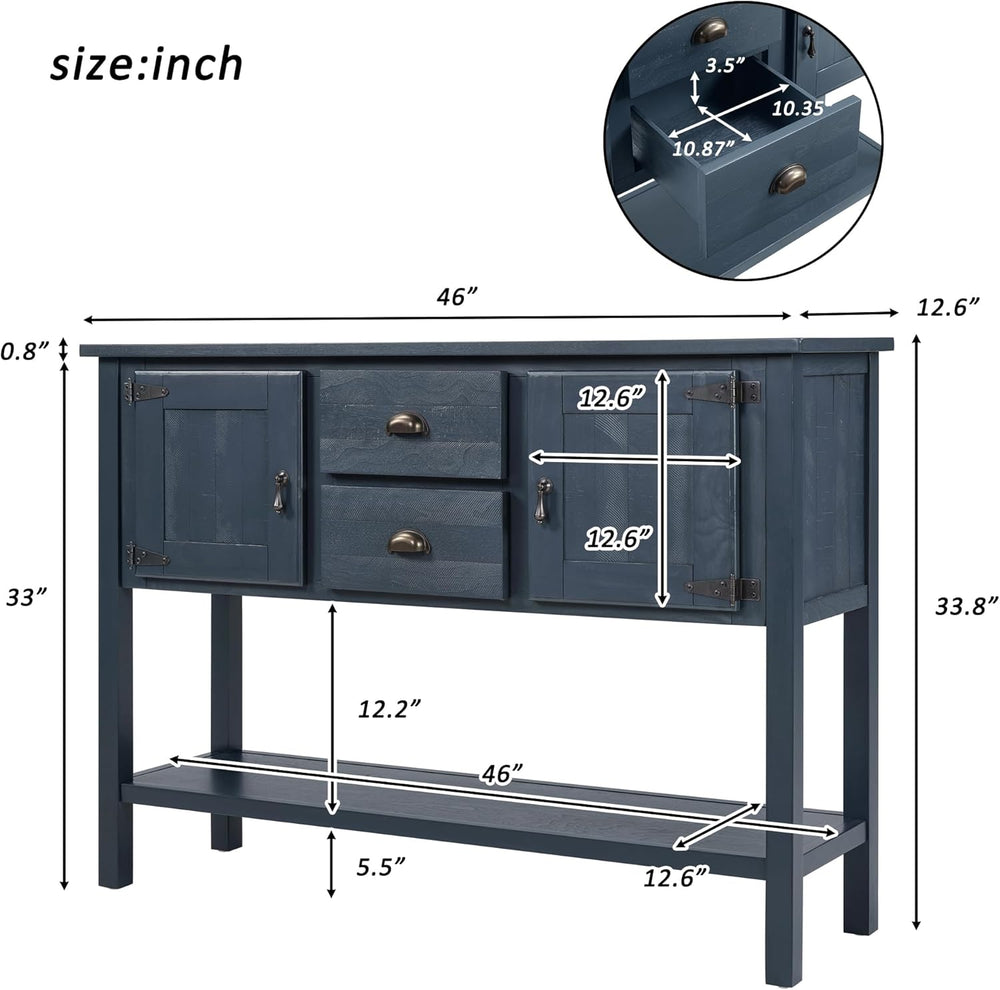 LKTART Solid Wood Farmhouse Console Table,Sofa Table with Storage Drawers and...