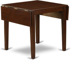 East West Furniture NDEN3-MAH-18 3 Piece Dining Set Contains a Rectangle Dining Room Table with Dropleaf and 2 Dark Coffee Linen Fabric Upholstered Chairs, 30x48 Inch, Mahogany