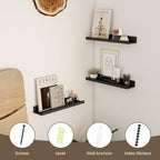 Axeman Black Floating Shelves 16 Inch | Picture Ledge Shelf Set of 2 | Rustic Picture Shelf for Wall with Ledge | Black Wall Shelves with Lip | Photo Ledges