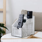 VERGOODR 3 Slot Rustic Wooden Remote Control Frame Media Organizer, Office Supply Storage Rack,Pen storage box (Grey)