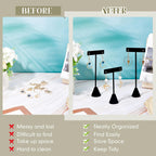 Marsui 18 Pcs Earring Display Set Earring T Bar Display Earring Holders with 3 Heights Earrings Display Stand for Jewelry(Black)