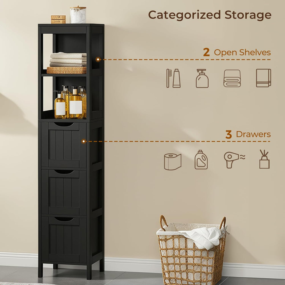 Yaheetech 56”H Bathroom Storage Cabinet, Narrow Freestanding Floor Cabinet wi...