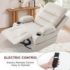 KCQ Power Swivel Rocker Recliner with Massage and Heat USB Port, Overstuffed Faux Leather Electric Rocking Recliner Chair Swivel Glider Chairs for Nursery, Cream Beige
