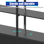 Triple Wide 5 Tier Tall Arched Bookshelf and Bookcase with 3 Cabinets, Industrial Metal Etagere Open Bookshelf, Wood Standing Book Shelf with Black Metal Frame for Bedroom Living Room