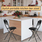 18 Inch Folding Bar Stool with Back, Portable Counter Height Folding Chairs, for Camping, Party, Balcony, Garden (Color : Black, Size : 46cm/18inch)