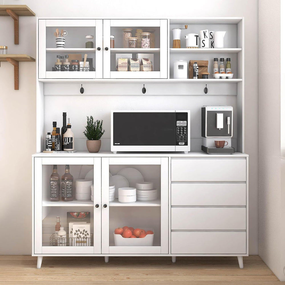 74" Tall Kitchen Pantry Storage Cabinet with Drawers, Microwave Shelf &a...