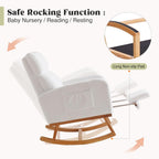 HCHAIRH Rocking Chair Nursery with Foot Rest, Nursing Rocking Chairs for Mom Nursery, Teddy Rocker Glider with High Backrest for Living Room, Bedroom, White