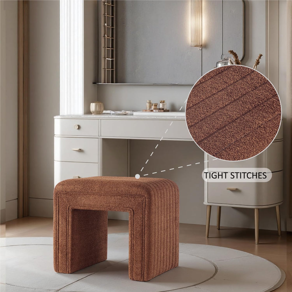 Get Set Style Vanity Stool Chair,Modern Boucle Ottoman Foot Stool with Wooden...