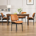 Dining Chairs Set of 4, Mid Century Modern Dining Room and Kitchen Chairs, Upholstered PU Leather Chairs with Walnut Bentwood and Metal Legs, Orange