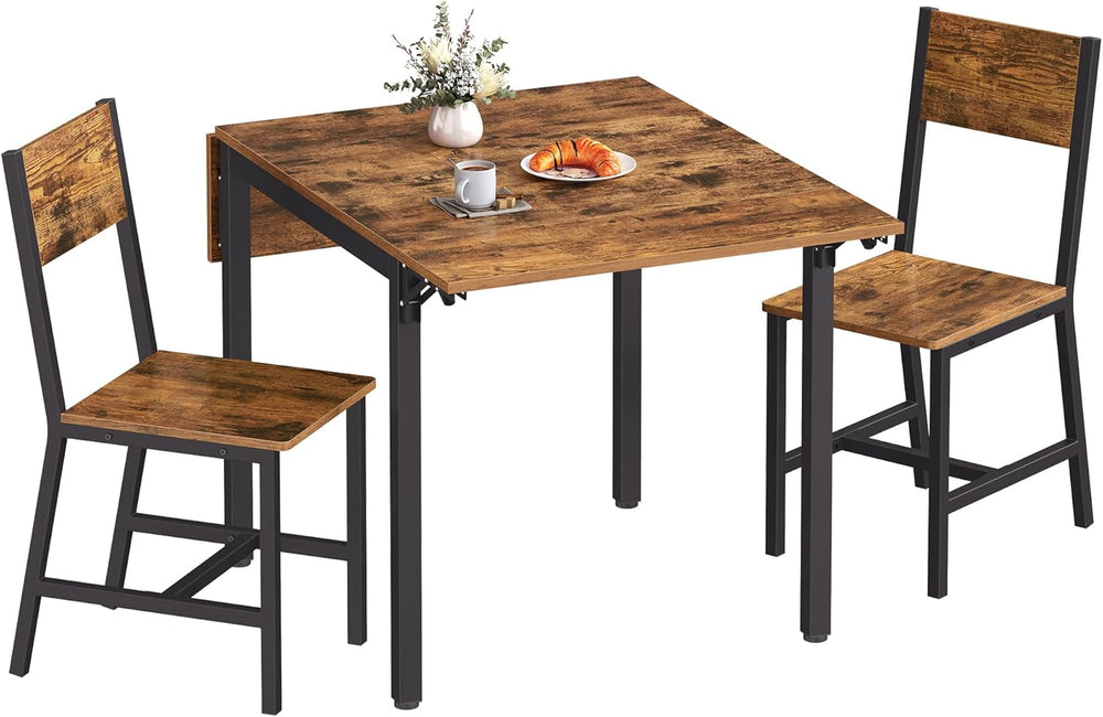 VASAGLE Extendable Dining Table Set for 2 with 2 Chairs, 33.3-47.3 Inches | D...