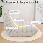 High-end Bean Bag Chair, Fireside Togo Chair with Light Gray Suede Fabric Cover, Comfy & Soft Lazy Floor Lounge Sofa Counch for Bedroom, Living Room, Office or Lounger