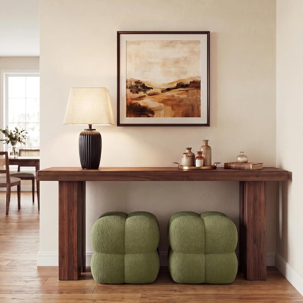 Zesthouse Square Pouf Ottomans Set of 2, Modern Vanity Chair for Bedroom | Bo...