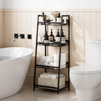 Masupu 4 Tier Bathroom Shelf, Bathroom Organizer and Storage for Small Space, Free-Standing Metal Rack Shelves Waterproof for Kitchen, Bathroom, Laundry, Toilet, Black