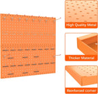 TORACK Metal Pegboard Wall Organizer 24" x 24" or 12" x 48", 70 PCS Tools Storage Pegboard for Garage, Modular Pegboard, Tool Organizer Board with Peg Board Hooks(Orange)