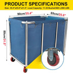 Commercial Laundry Cart with Wheels,11.35 Bushel Large Laundry Cart,Heavy Duty Stainless Steel Commercial Laundry Hampers Laundry Basket with Waterproof Lining,260 Lbs Load